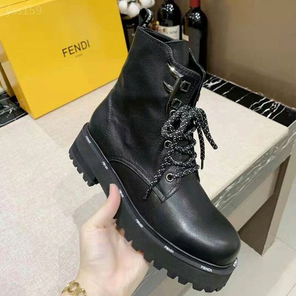

boots female 2019 autumn and winter black leather knight booties female british lace-up tide korean version of low-heeled outdoor short boot