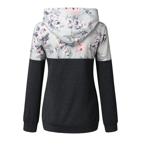 

pregnant woman breastfeeding overall clothes long sleeve flower print hoodie nursing sweatshirts patchwork multi-function, White