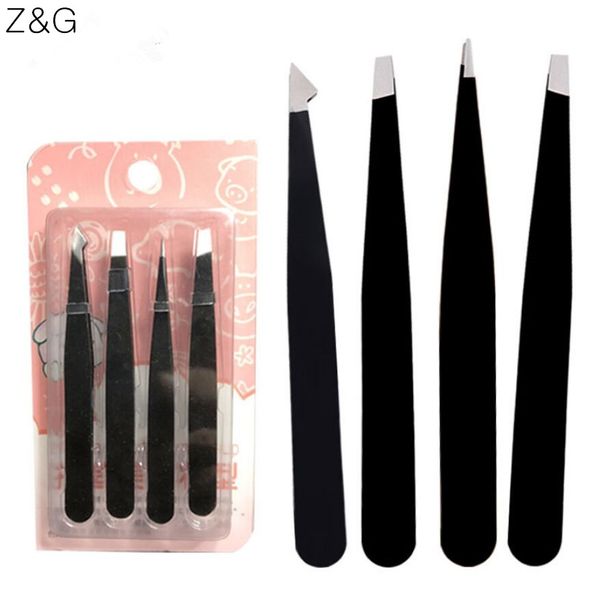 

4pcs/set eyebrow tweezers face hair removal professional beauty tools eyelash pincet make up tools pinzette