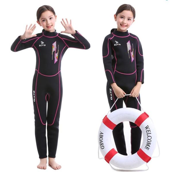 

one-piece diving suit kids 3mm conjoined boys girls wetsuit warm surfing jellyfish clothing winter swimsuit for children