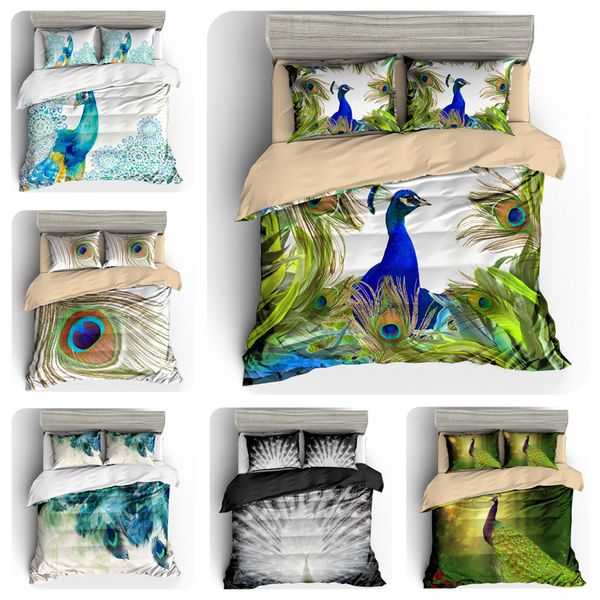 

bedding sets 3d white peacock light and color printing fashion comfortable soft