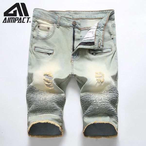 

vintage denim shorts for men cowboy ripped jean trunks male summer slim fitted hi-street distressed skinny jeans shorts am2308, Blue