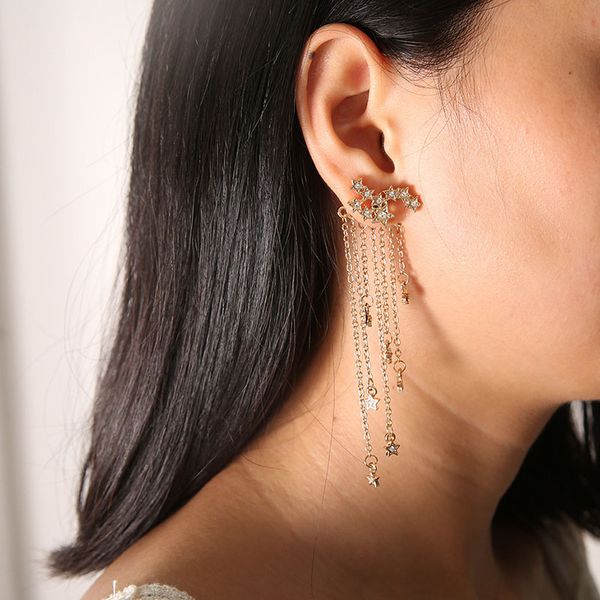 

Shining stars tassel earrings luxury designer jewelry women earrings titanium steel gold and silver female designer earrings