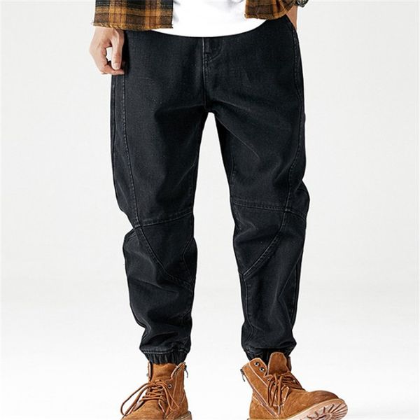 

men's harem jeans 2019 new style loose spliced beam foot pant hip hop trend mid waist zipper casual denim trousers jean ds50920, Blue