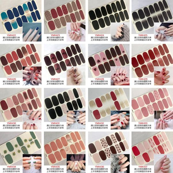 

nail art full-cover sticker sheet 14tips sticker polish ymx422-437, Black