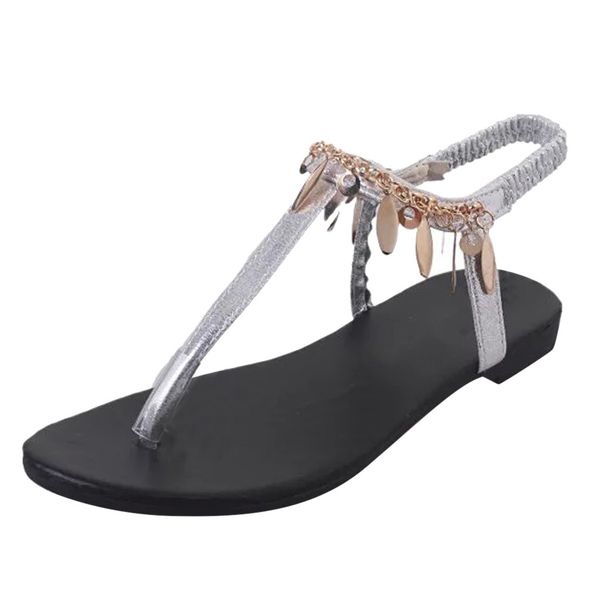 

women's slippers flat-bottomed beach sandals sequin bohemian summer roman shoes summer women beach slides casual 9031321, Black