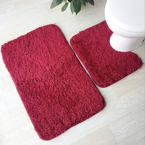 

soft lamb plush bathroom mat 2 pcs/set toilet mat 4 solid colors bathroom rug household toilet feet pad super soft bath mat