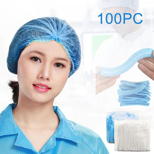 

cap disposable non-woven dust-proof strip cap elastic 100 protection fabric dust protection safety cover working hat bath hats, Black