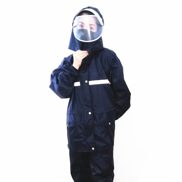 

pvc tiger head double brim oxford cloth oxford cloth split raincoat reflective navy blue raincoat set, Red;brown