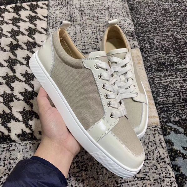 

оптовая brand дизайнер холст кожа низкий top красной подошвой кроссовки обувь для женщин, мужчин повседневный мода отдыха квартиры с коробко, Black