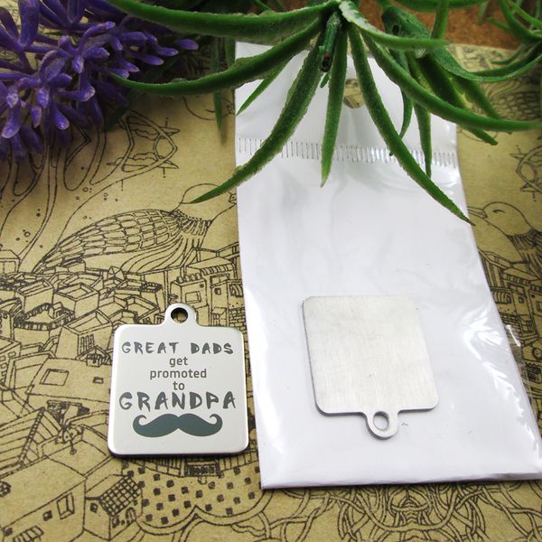 

40pcs--"great dads get promoted to grandpa"stainless steel charms more style for choosing diy charms pendants for necklace, Bronze;silver