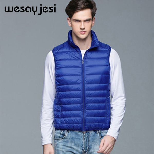 

white duck down winter jacket man 2018 new men's sleeveless jacket winter warm vest men's casual vest warm, Black