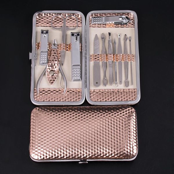 

12/19pcs nail care kit with case stainless steel nail clipper set grooming manicure pedicure tools kg66