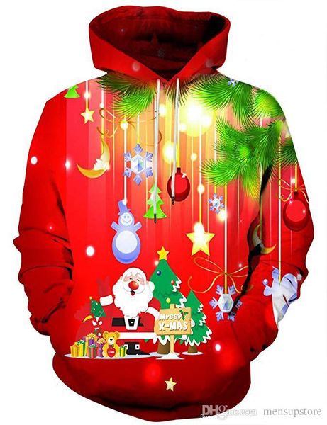 

mens 3d autumn xmas hoodies designer merry christmas hooded pullovers sweatshirts harajuku, Black