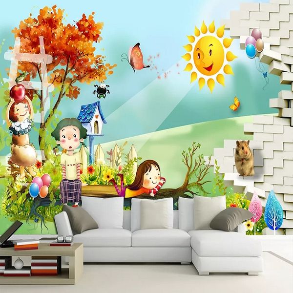 

custom large mural 3d wallpaper fairy tale world cartoon girl sun child bedroom mural tv back wall decor deep 5d embossed