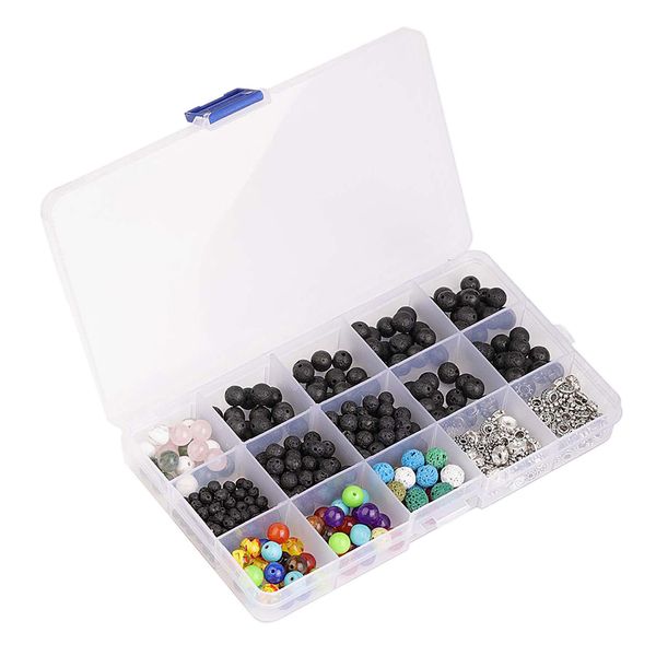 

500 шт мода черный лава вулканическая сыпучие spacer diy kit масло эфирные crafts, Silver