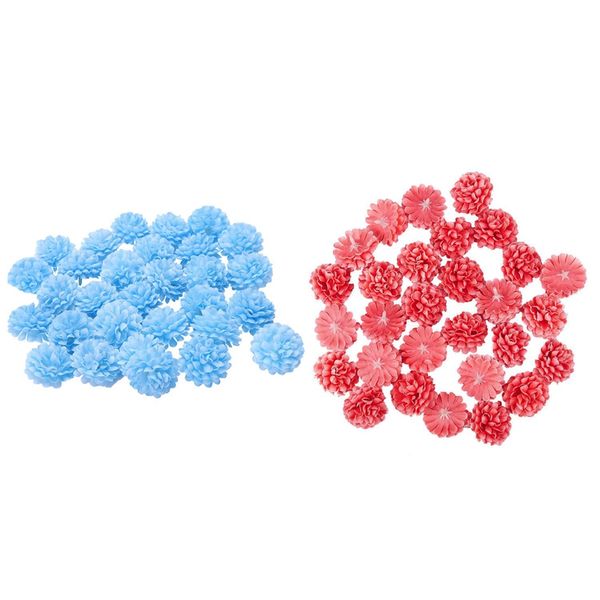 

60pcs daisy artificial fake flower silk spherical heads bulk wedding party decor,sky blue & red