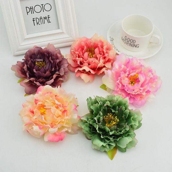 

10pcs 12cm silk peony diy fake roses christmas wedding car home decoration accessories artificial flowers bride's bouquet