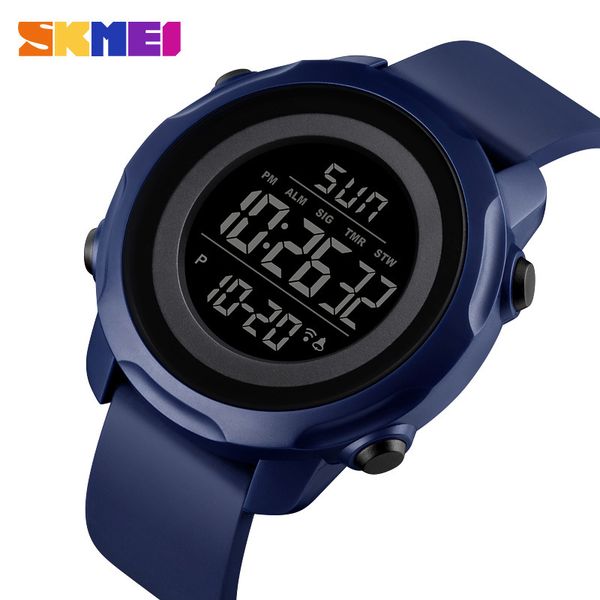 

new skmei brand sport digital watch outdoor women men watches simple 5bar waterproof light display alarm clock montre home, Slivery;brown