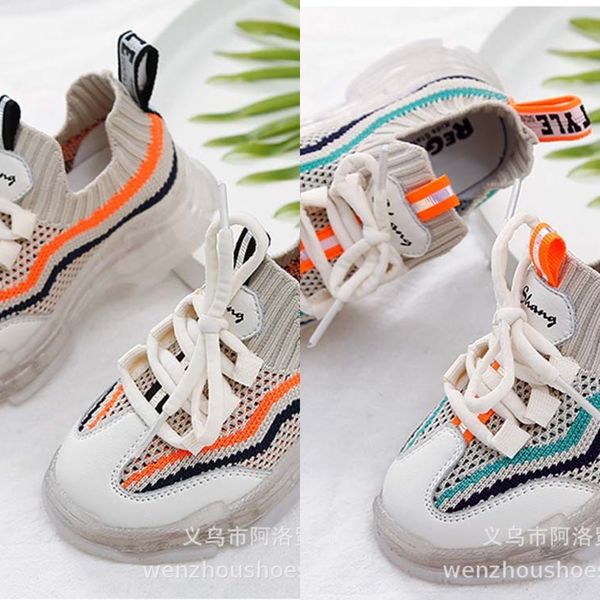 

2019 children's sports colorful sports led charging colorful light shoes boys and girls socks shoes, Black