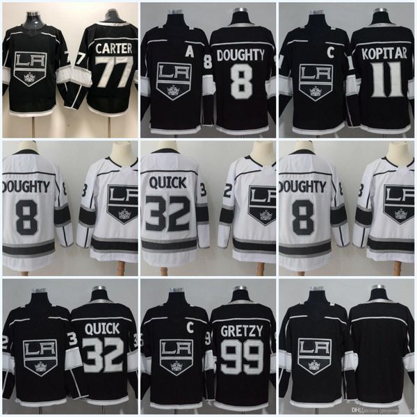 

Mens 2018 Season Los Angeles Kings 77 Jeff Carter 8 Drew Doughty 11 Anze Kopitar 32 Jonathan Quick 99 Gretzy Ice Hockey Jersey