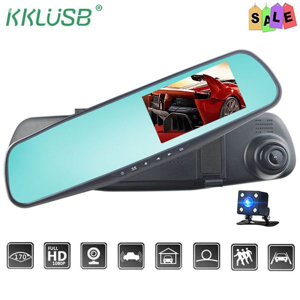

full hd 1080p car dvr camera auto 4.3 inch rearview mirror digital video recorder dual lens registratory camcorder automatic dvr