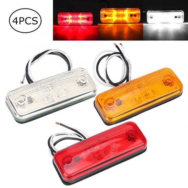 

4 pcs 4 led side marker light signal indicator lamp for trailer truck lorry caravan side marker light white/yellow/red