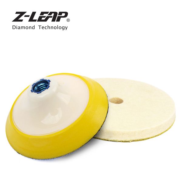 

z-leap buff pad set 5 inch wool pad with plastic sponge bonnet backing for angle grinder polisher wool felting polishing