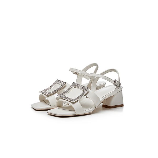 

big size personalized rhinestone buckle sandals high heels sandals women shoes woman summer ladies, Black