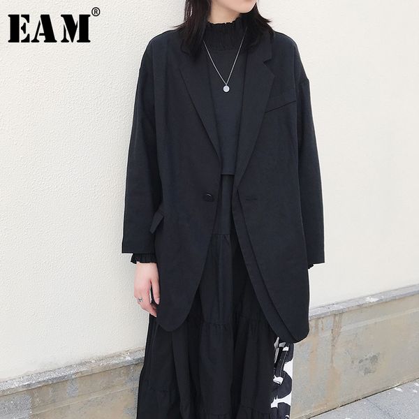 

eam] 2019 new autumn winter lapel long sleeve single button irregular brief temperament jacket women coat fashion tide jx240, Black;brown