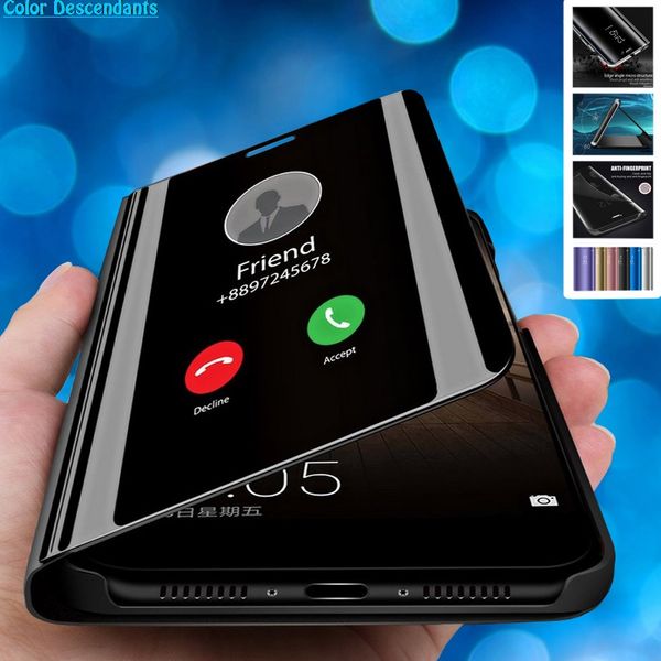 

smart mirror view flip case for huawei honor 10 20 lite pro 8x 8a 8c 8s play view 9 y5 y6 y7 y9 prime p smart 2019 z phone cover