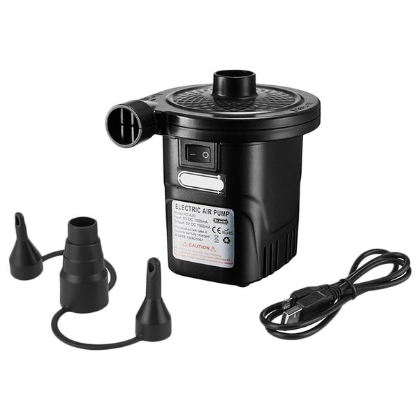 

portable rechargeable usb electric air pump quick-fill inflator air pump with 3 nozzles