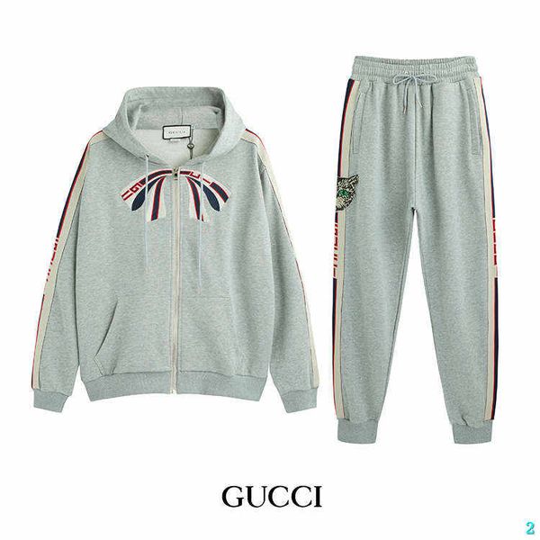 

fashion men designer tracksuits luxury jacket + pants two piece sets bow style forr womens brand tracksuit sports men streetwear iiceeb2, Gray