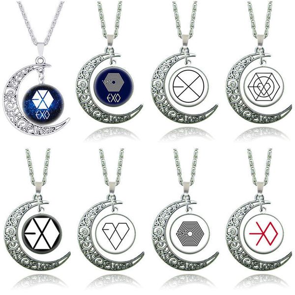 

starry sky moon time gemstone men and women necklace dan528 mix order pendant necklaces, Silver