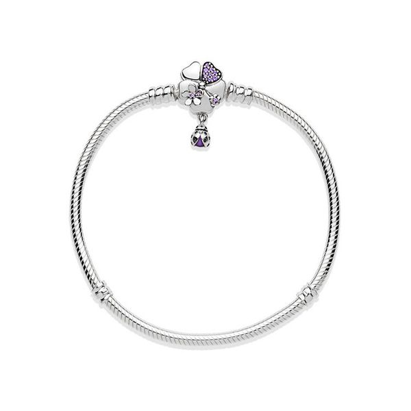 

jewelry big brand pda bangle classic purple buckle bracelet diy basic chain pure silver snake bone wholesale 925 silver sell jewelry, Golden;silver