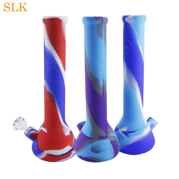 13,2'' Silikon-Bong-Design, Silikon-Wasserpfeife, exquisite Silikon-Becher-Bong, unzerbrechliche Bohrinsel mit Glasschüssel, Silikon-Downstem