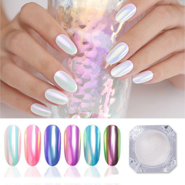 

1 box mirror glitter nail chameleon powder micro laser holographic glitter chrome pigment diy shell nail art dust decoration, Silver;gold