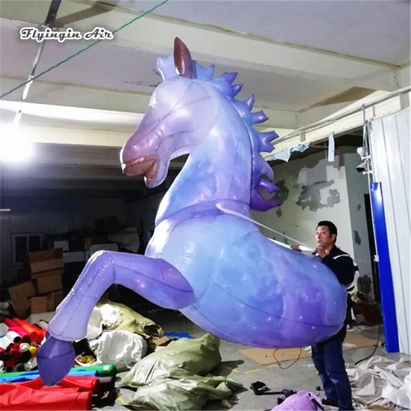 2 peças desfile desempenho andando traje de cavalo inflável 3m wearable explodir led cavalo animal mascote ternos para adulto