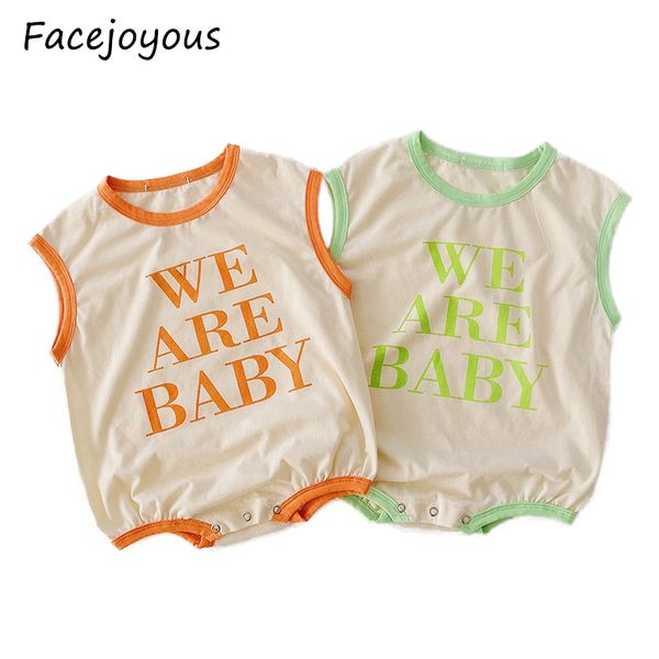 

0-24m newborn infant kids summer sleeveless bodysuit letter print baby clothes boys bodysuit cute sweet girls sunsuit outfit, Blue
