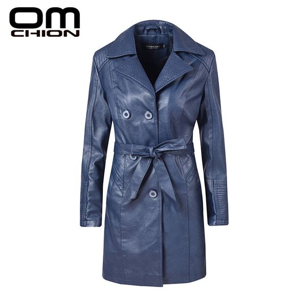

omchion punk motorcycle leather jacket women jacket winter double breasted belt black faux pu leather coat outerwear lmj133