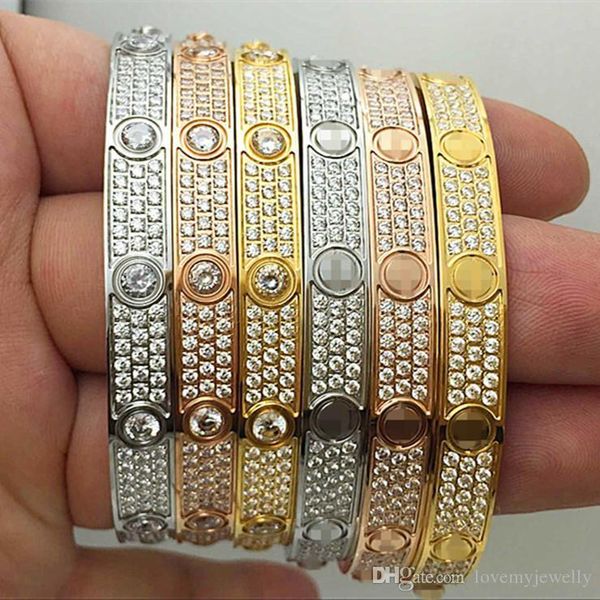 

bracelet five generation titanium steel 18k rose gold full diamond star classic screw lovers eternal bracelet with screwdriver original box, Black