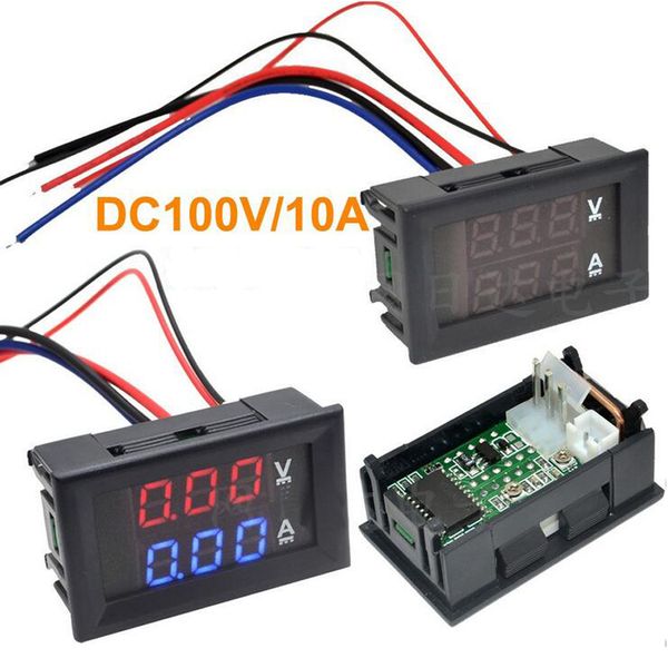 

car red blue led dc 0-100v/10a motorcycle digital amp meter volt panel meter gauge ammeter voltmeter digital