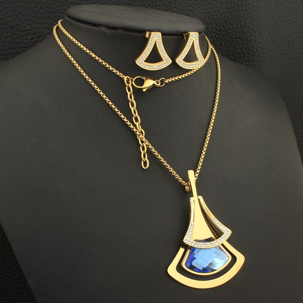 

joyas gold color necklace stud earrings stainless steel jewelry sets for women fashion bijuterii sedzfmcc, Silver