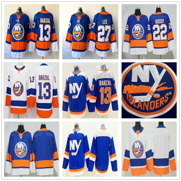 

2020 new york islanders third blue #13 mathew barzal jersey 22 mike bossy 27 anders lee stitched man women kids ice hockey jerseys, Black;red