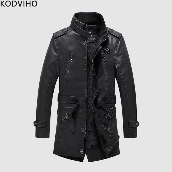 

jaqueta de couro winter casual long jacket men stand collar fleece coats casual warm jackets mens 3d windbreaker overcoat cloth, Black