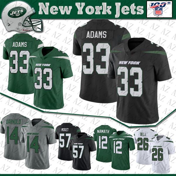 

33 jamal adams ny football new jersey york 14 sam darnold 26 le'veon bell 57 c.j. mosley 12 joe namath jet stitched jerseys, Black;red