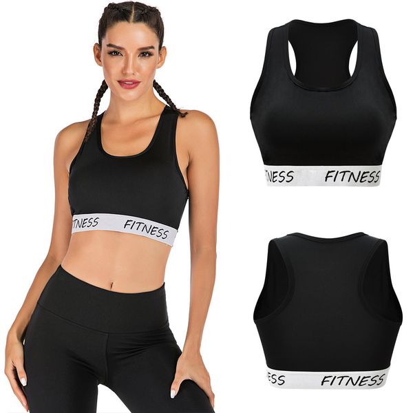 

women sports bra fashion women sports vest tank letter printed running fitness yoga bra, White;black