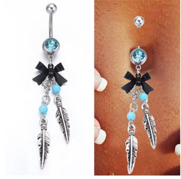 

blue crystal surgical steel navel piercing nombril dream catcher belly button rings women belly button piercing ombligo pircing, Silver