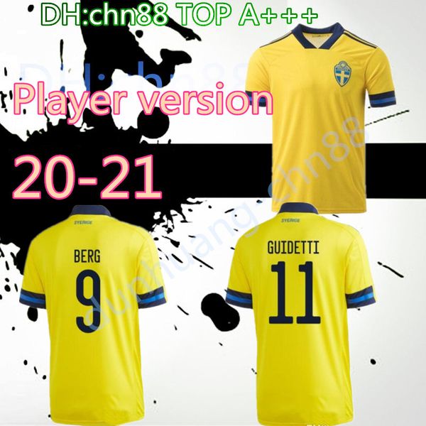 

player version 20 sweden soccer jerseys 2020 sverige national team home forsberg lindelof guidetti maillot de foot football shirt, Black;yellow