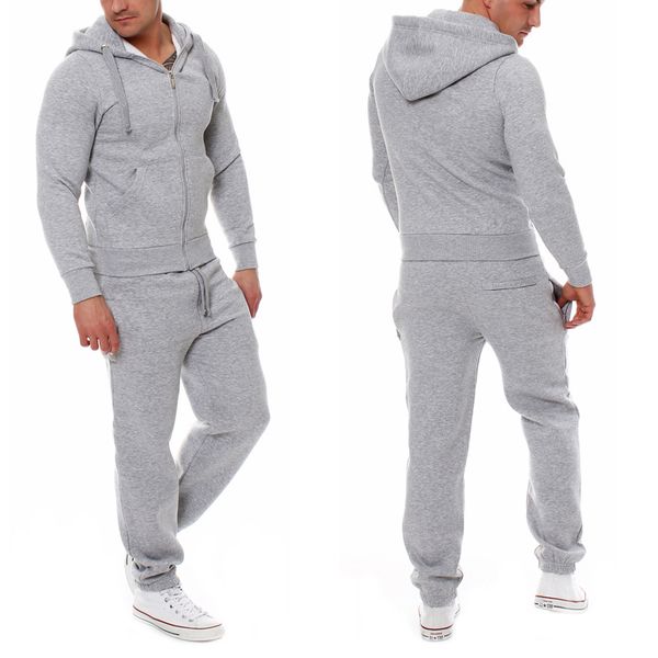 

men's tracksuits 2021 winter thicken men sportswear clothing suit male set hoodie+pant plus size mens, Gray